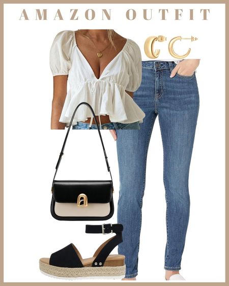 Puff sleeves tops, white tops , skinny jeans, black bag , sandals, summer outfits, vacation outfit, European vacation outfit, summer fashion 

#LTKStyleTip #LTKTravel #LTKSeasonal