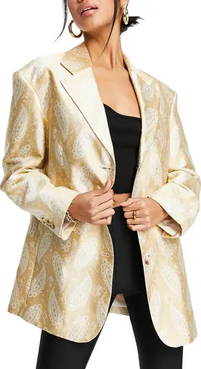 Paisley Jacquard Cotton & Linen Blend Blazer | Nordstrom