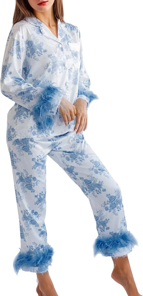 Sleep Sets for Women Lightweight Pajamas for Women Pajama Short Sets for Women 2 Piece Womens Sat... | Amazon (US)