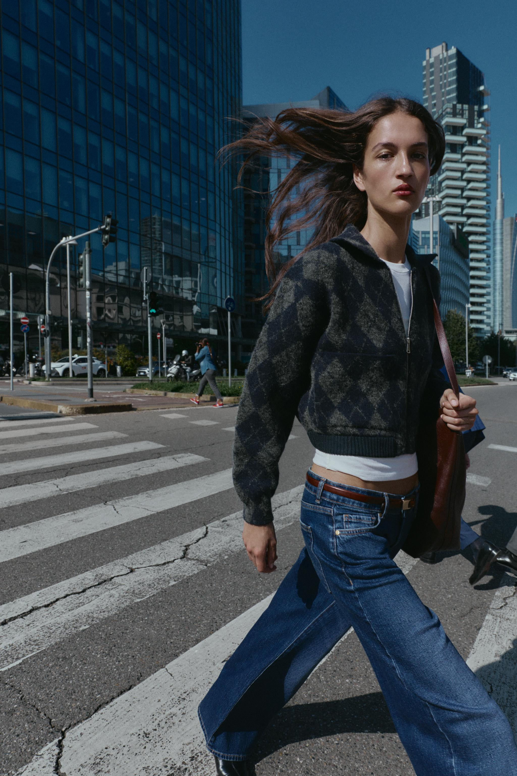 ARGYLE KNIT BOMBER JACKET | Zara UK