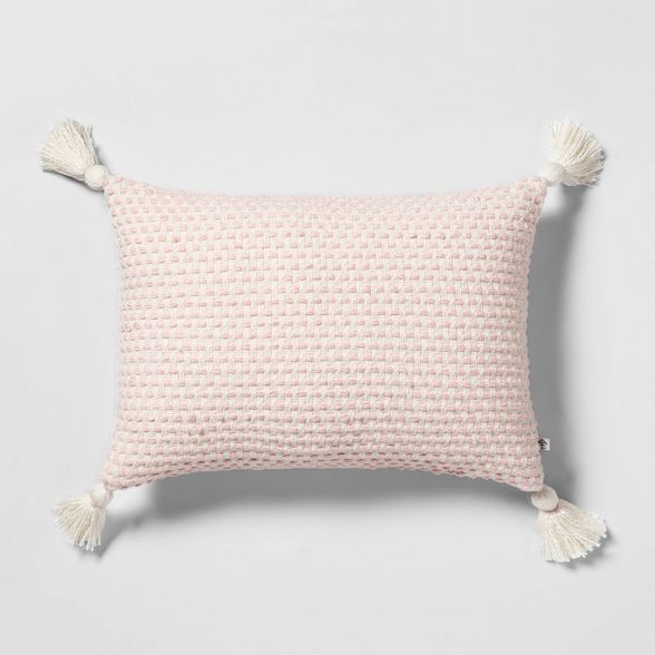 Throw Pillow Pink / Sour Cream with Tassel - Hearth & Hand™ with Magnolia | Target