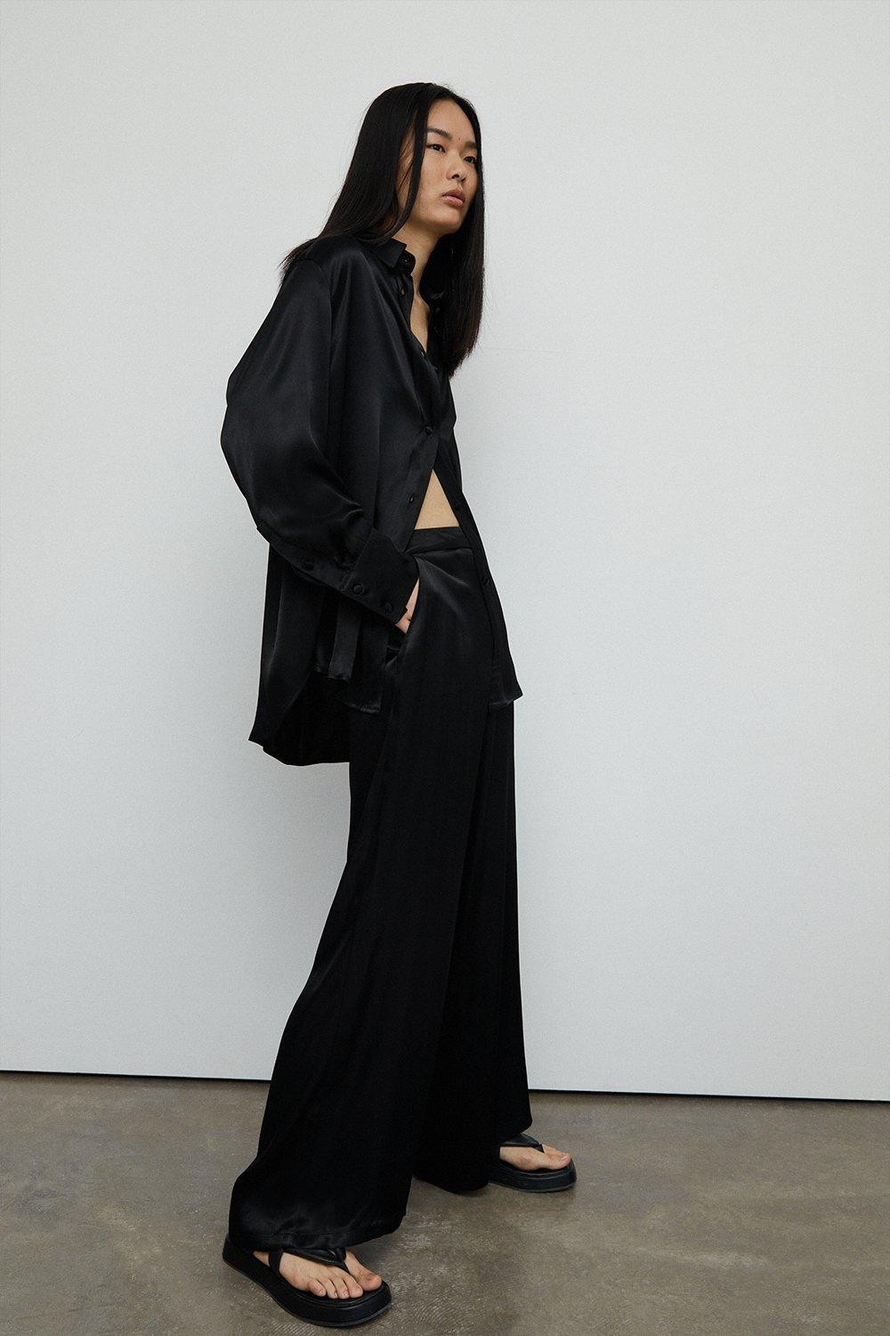 Satin Wide Leg Trouser | Warehouse UK & IE