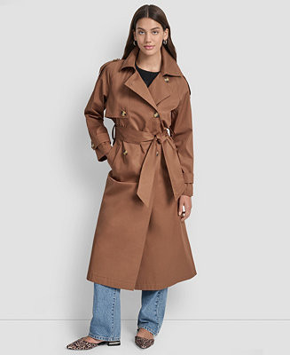 Women's Cotton Double-Breasted Trench Coat | Macy's