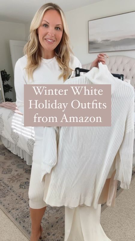 Winter white outfits from Amazon - sweater dress - holiday outfit 

#LTKHoliday #LTKparties #LTKmidsize