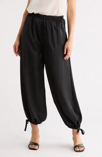 Renee C Tie Hem Satin Pants in Black at Nordstrom Rack, Size X-Small | Nordstrom Rack