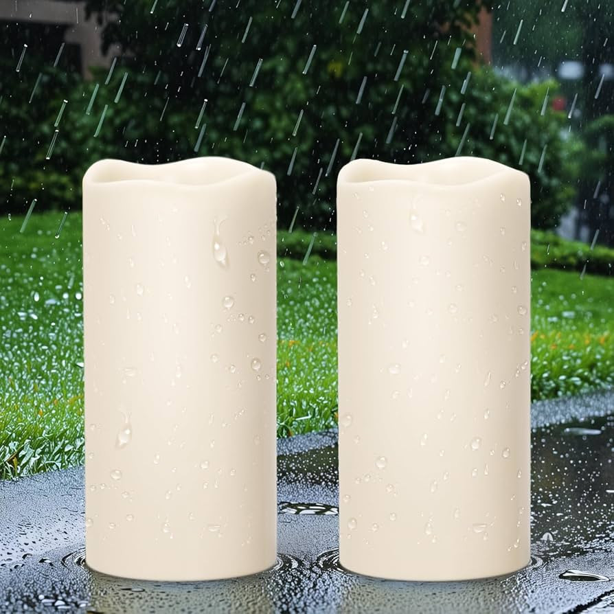 GenSwin Solar Outdoor Waterproof Flameless Candles, 8”x4” Solar Rechargeable Pillar Candles, ... | Amazon (US)