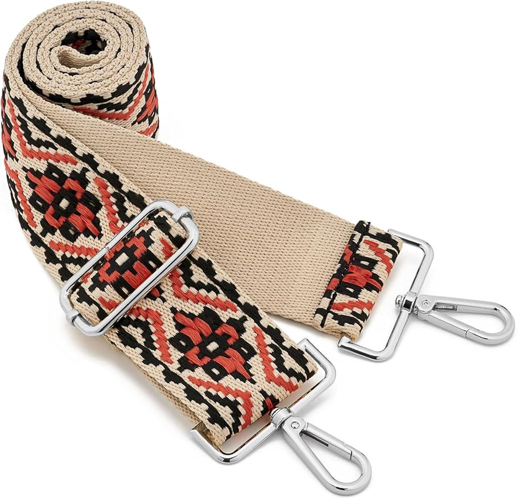 Silvery Buckles Wide Shoulder Strap Adjustable Replacement Belt Crossbody Canvas Bag Handbag | Amazon (US)