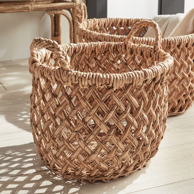 Plum & Post Emlyn Rattan Decorative Baskets Set of 2 With Side Handles | Target