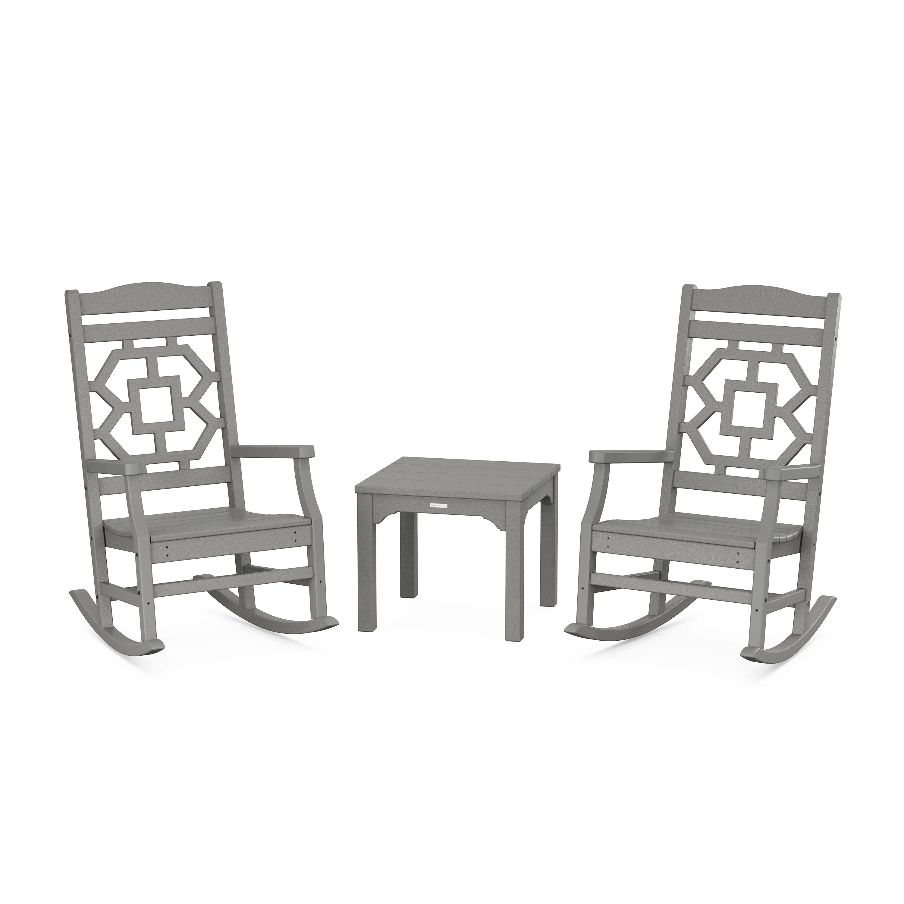 Chinoiserie 3-Piece Rocking Chair Set | POLYWOOD
