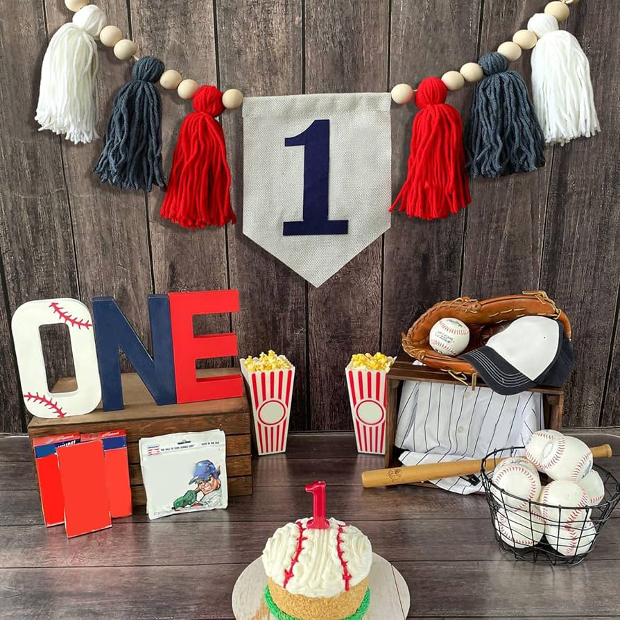 Handmade Boho 1st Birthday High Chair Banner Red And Blue Party Decoration For Girl Baby Shower W... | Amazon (US)