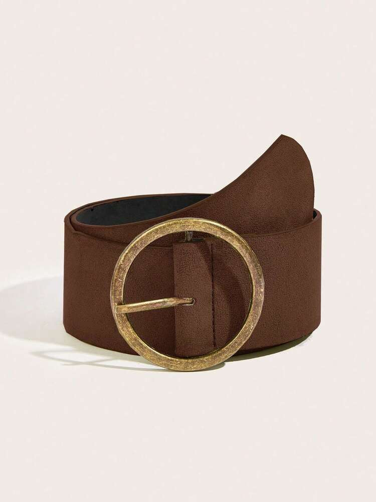 1pc Fall Brown Belt, Vintage Brown Suede Women's Belt, Vintage Bronze Buckle Adjustable Belt | SHEIN