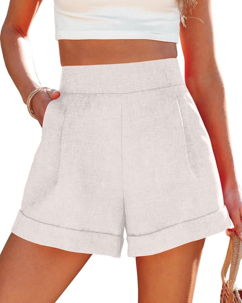 Wihion Women Summer Wide Leg Shorts High Waisted Casual Bermuda Shorts Lightweight Workwear Short... | Amazon (US)
