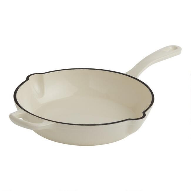 Ivory Enamel Cast Iron Frying Pan | World Market