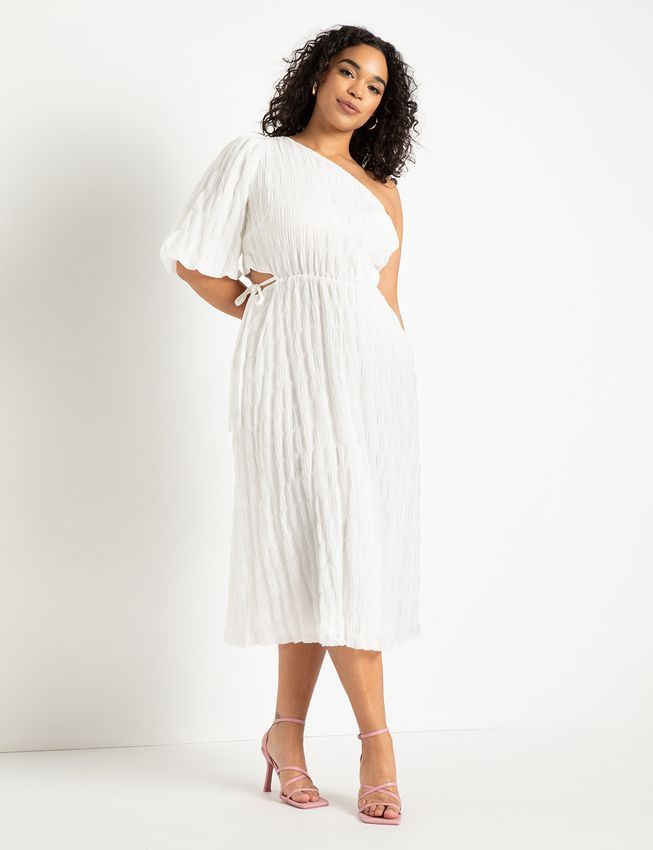 One Shoulder Midi Dress | Women's Plus Size Dresses | ELOQUII | Eloquii