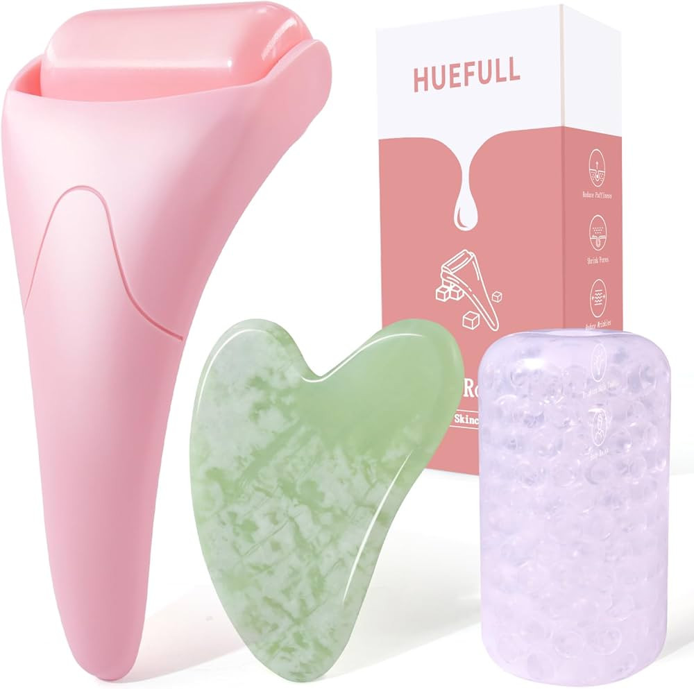 huefull Ice Roller for Face with 2 Rollers and Gua Sha Facial Tools, Face Roller for Self Care, R... | Amazon (US)