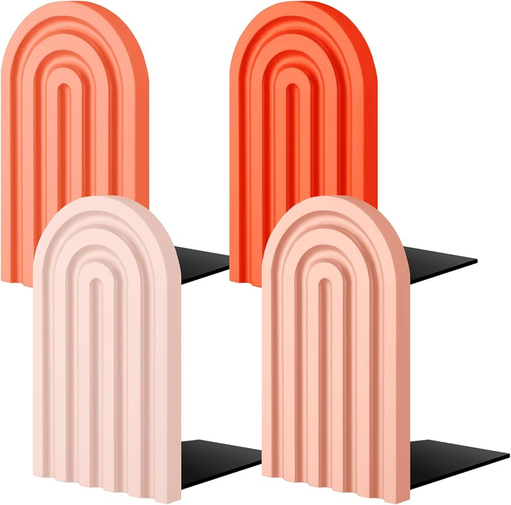 Harloon 4 Pieces Boho Arch Wood Bookends Rainbow Arch Back to School Gift Ideas Non Skid Bookend ... | Amazon (US)