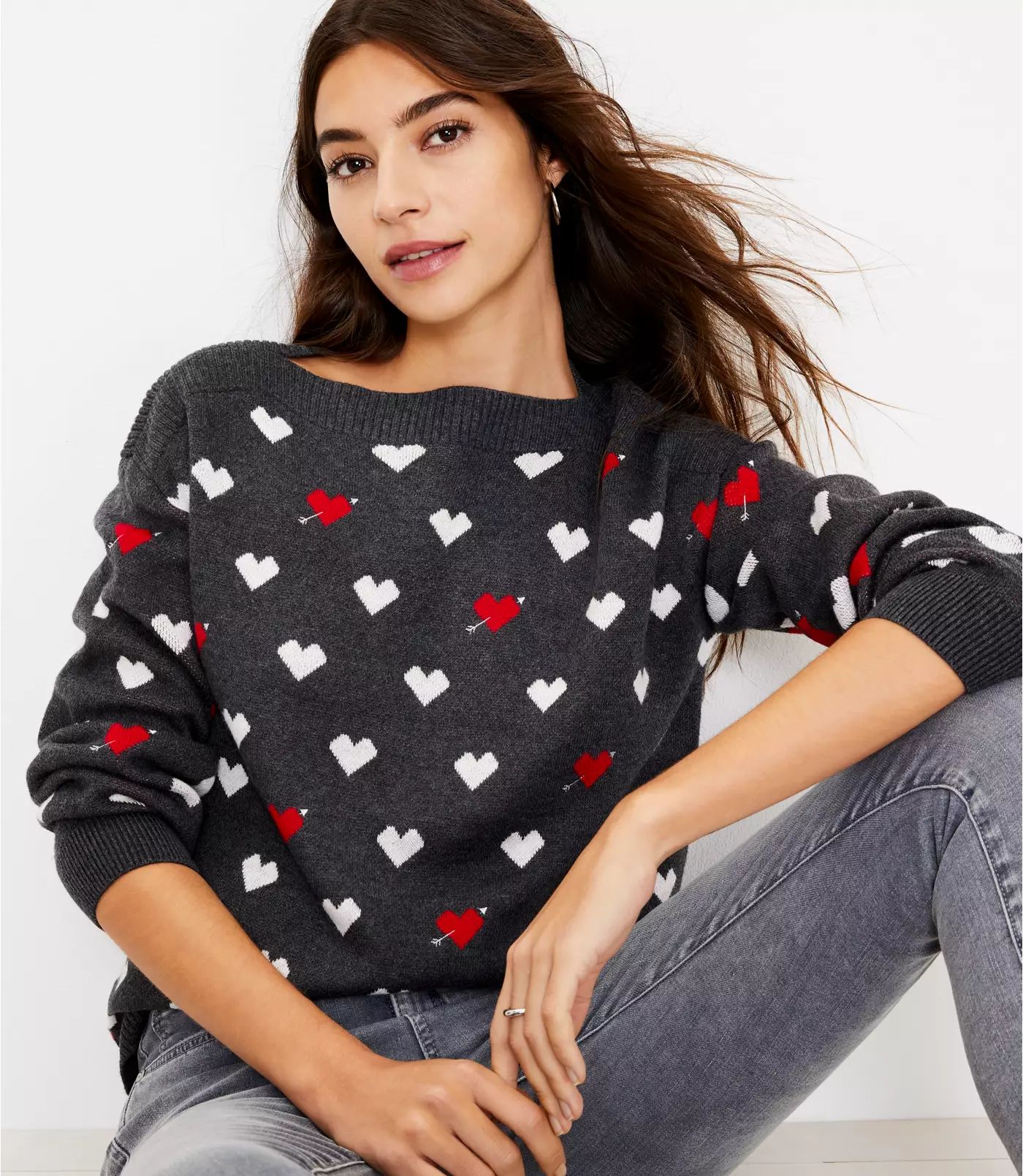 Heart Boatneck Sweater | LOFT | LOFT