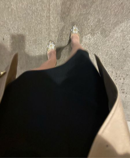 Napa Valley Bachelorette Weekend dinner outfit: black dress, Amazon Fashion embellished crystal heels, Juicy Couture trench coat, Dareth Colburn Designs jewelry set 