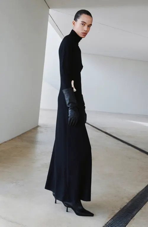 MANGO Turtleneck Long Sleeve Knit Dress in Black at Nordstrom, Size 8 | Nordstrom