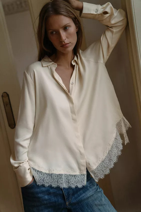 LACE SATIN EFFECT SHIRT | Zara US