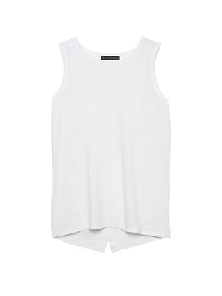 Banana Republic Womens Cotton-Modal Blend Split-Back Tank White Size L | Banana Republic US