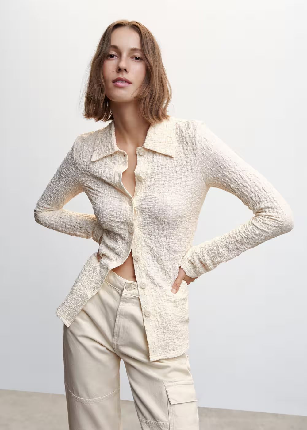 Textured shirt with buttons | MANGO (US)