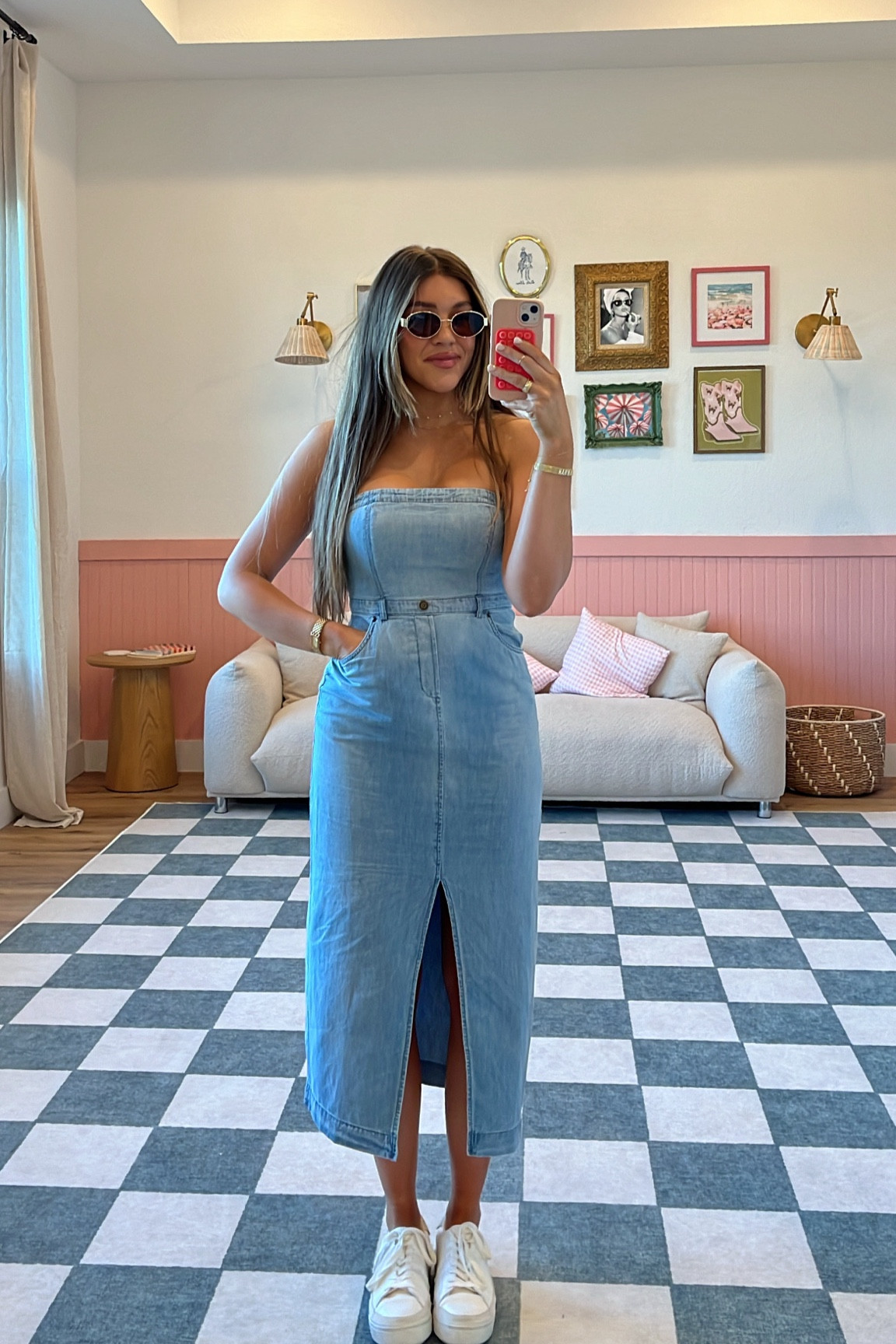 Double date ootd! 

Denim dress | spring outfit | casual cute outfit | sneakers outfit 

#LTKstyletip #LTKSeasonal