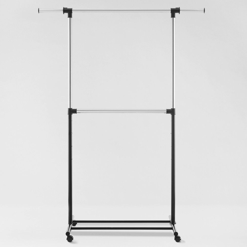 Metal Base Adjustable Double Rod Garment Rack Black - Room Essentials | Target