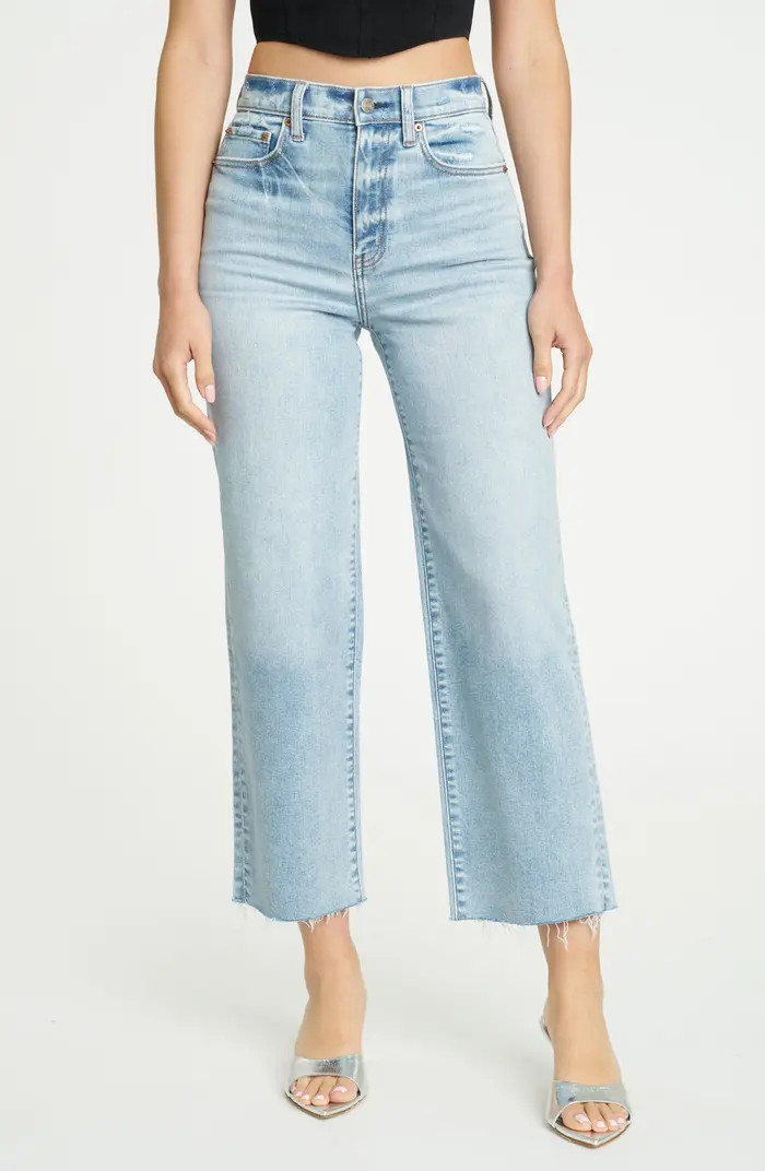 Pleaser High Waist Raw Hem Crop Jeans | Nordstrom