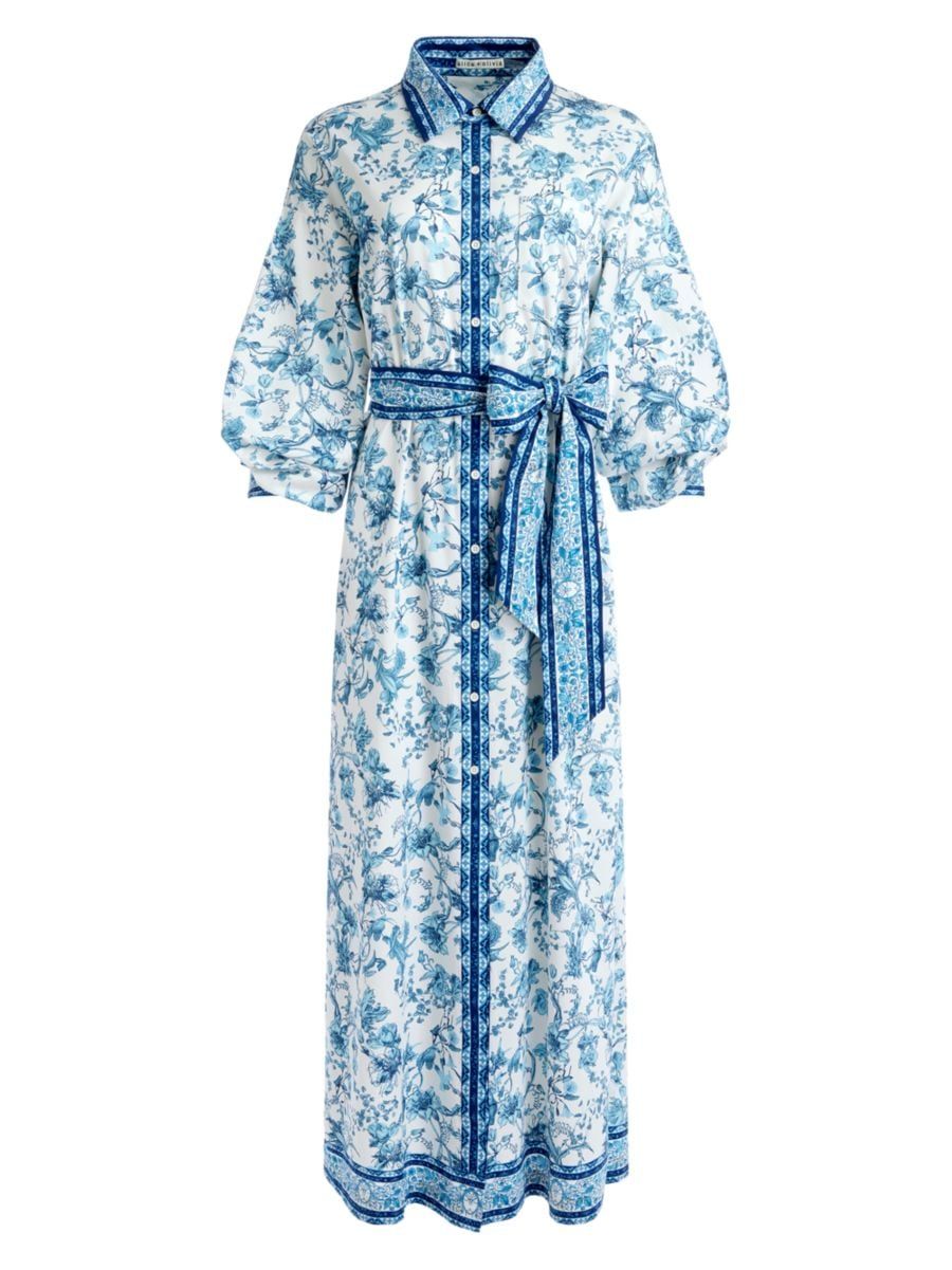 Shop Alice + Olivia Tanika Floral Belted Shirtdress | Saks Fifth Avenue | Saks Fifth Avenue