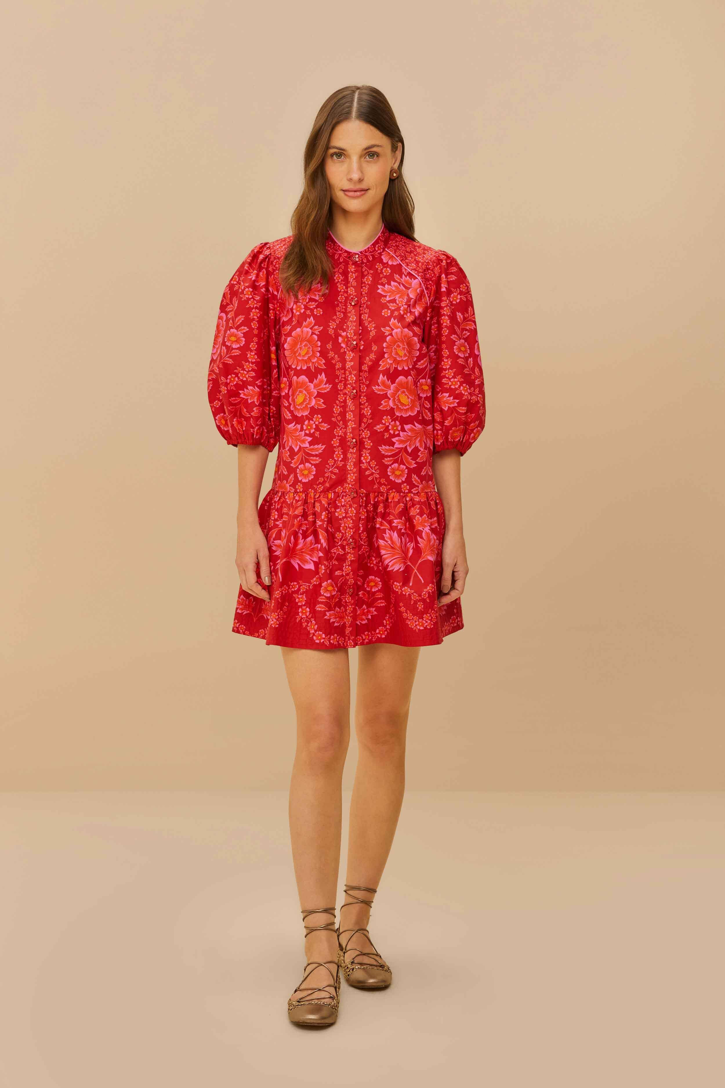 Red Olivia Organic Cotton Mini Dress | FarmRio (US)