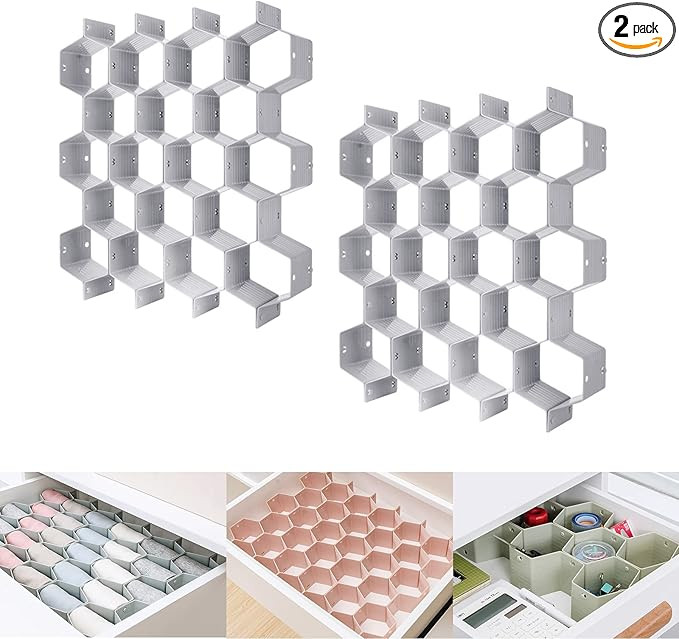 Honeycomb Separator Adjustable Drawer Organizer Divider for Underwear Belt-Scarf Socks Organizer ... | Amazon (US)