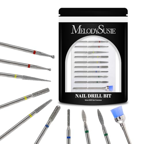 MelodySusie 10pcs Nail Drill Bits Set, 3/32 Inch Diamond Cuticle Nail Bits Kit for Nail Drill E-F... | Amazon (US)