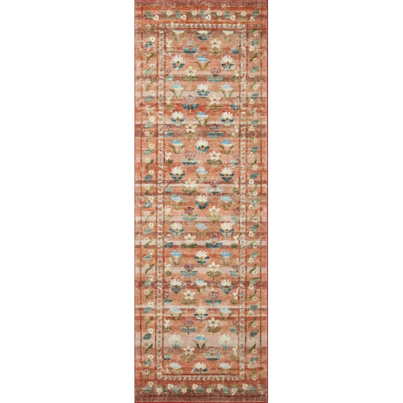 Rifle Paper Co. x Loloi Courtyard Terracotta Area Rug feat. CloudPile | Wayfair North America