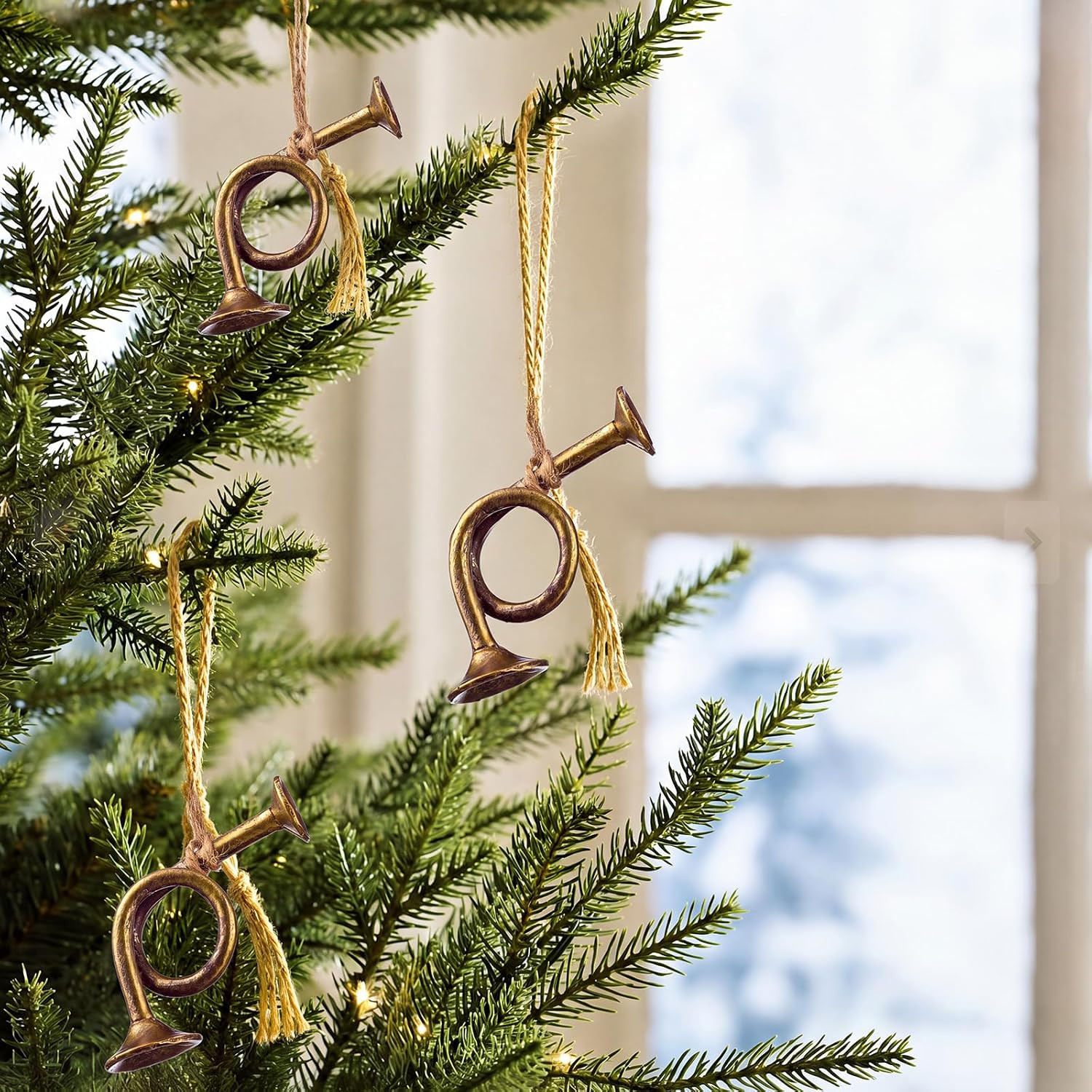 Fuutreo 4 Pack French Horn Christmas Ornaments, Vintage Metal Music Decor | Amazon (US)