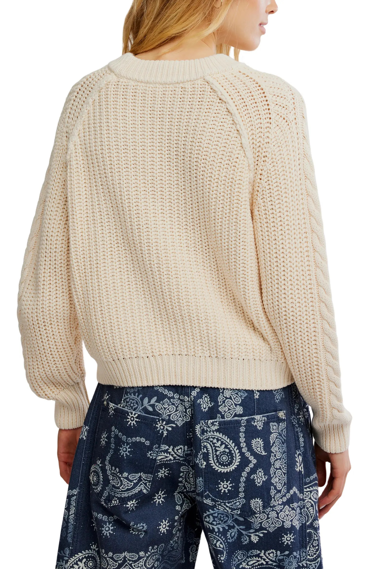 Free People Frankie Cable Cotton Sweater (Women) | Nordstrom | Nordstrom