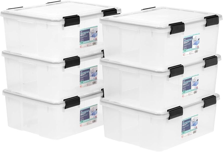 IRIS USA WeatherPro 31 Qt Storage Bins with Lids, 6 Pack, BPA-Free Plastic Gasket Box with Tight ... | Amazon (US)