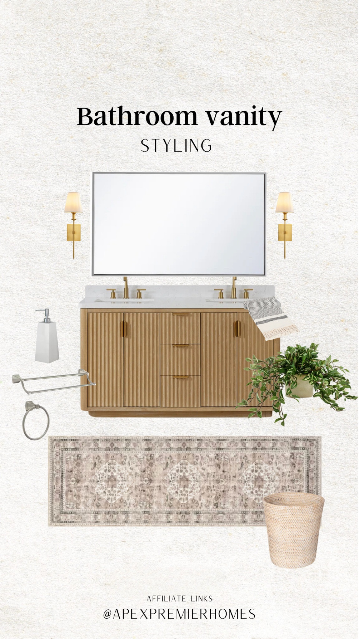 Some bathroom styling. 

What a beautiful, fluted vanity. Currently on sale, along with the mirror. 

Neutral bathroom | bathroom design | bathroom moodboard | bathroom vanity 

#LTKSaleAlert #LTKHome