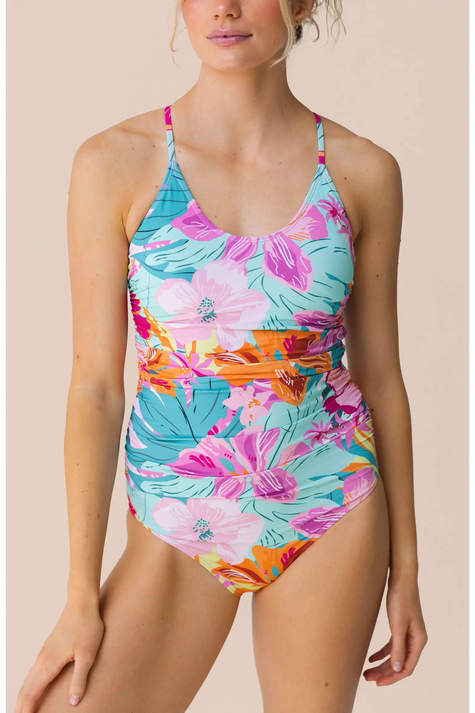 Nani Swimwear Ruched One Piece in Flora at Nordstrom, Size Small | Nordstrom