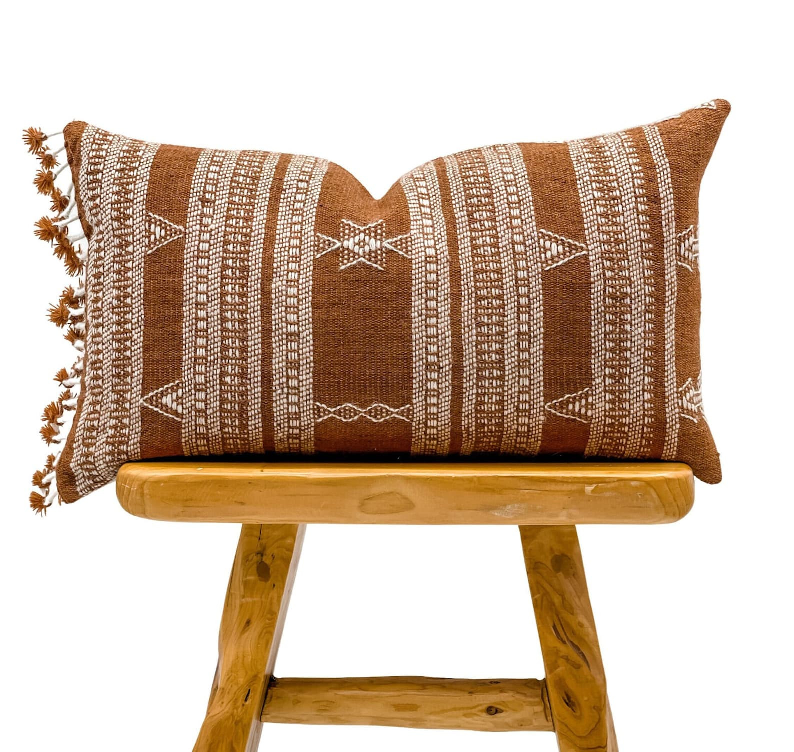 Lumbar Pillow Cover, Indian Wool Pillow Cover, Orange Rust Wool Pillow, Rust Pillow Cover 14x20, ... | Etsy (US)