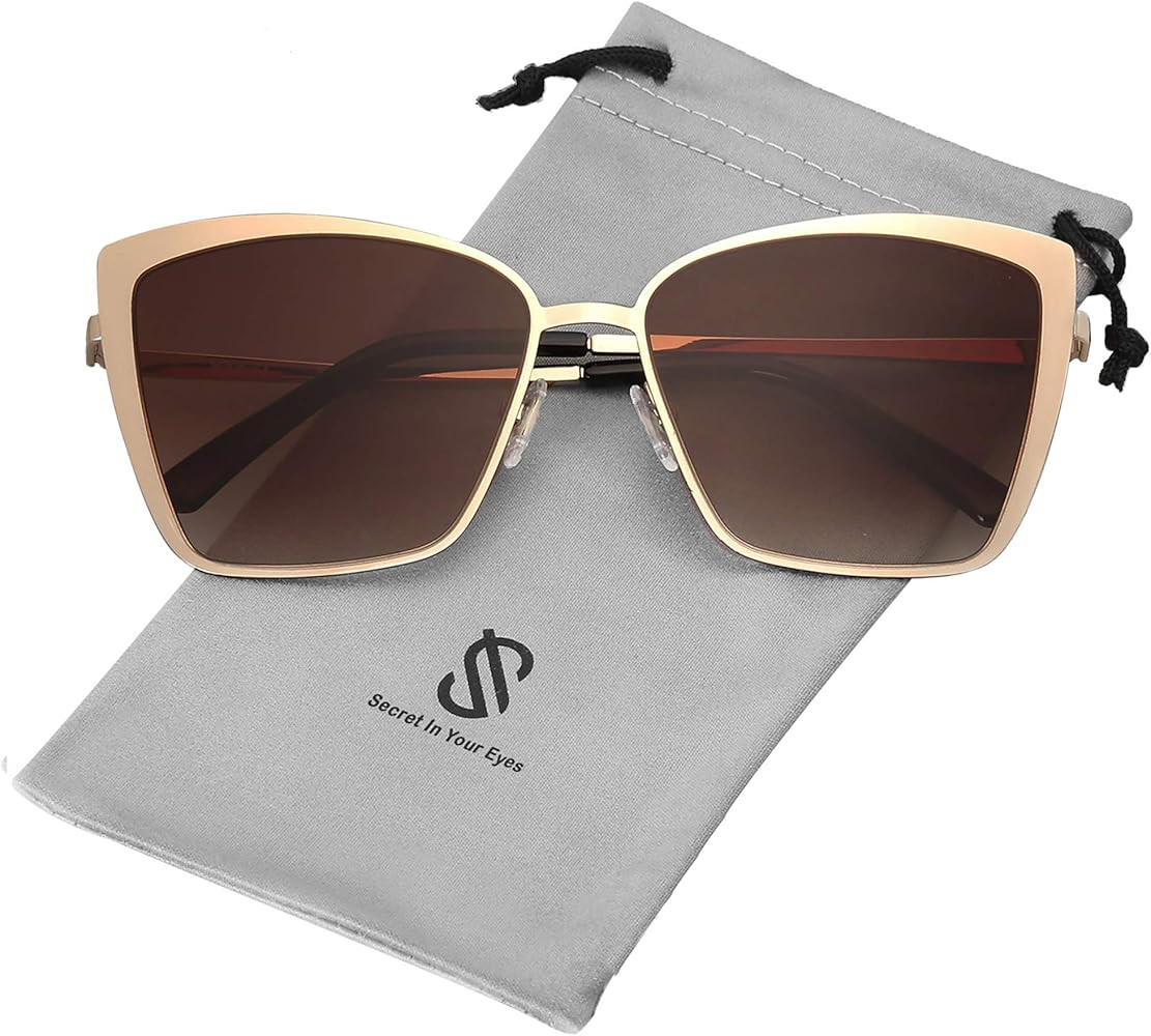 SOJOS Cateye Sunglasses for Women Fashion Mirrored Lens Metal Frame SJ1086 | Amazon (US)