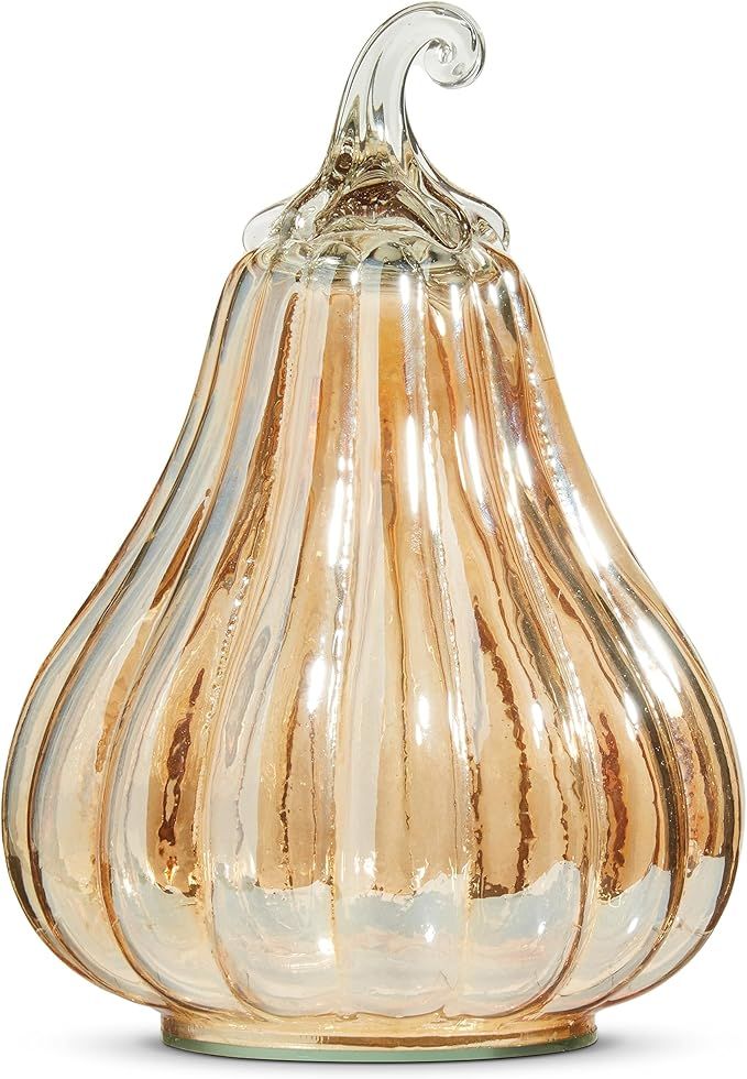 One Holiday Way 8.75-Inch Elegant Amber Glass Pumpkin Figurine Tealight Candle Holder – Decorat... | Amazon (US)