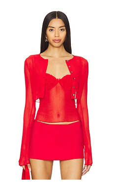 Lovers and Friends Steph Sheer Cardigan in Red from Revolve.com | Revolve Clothing (Global)