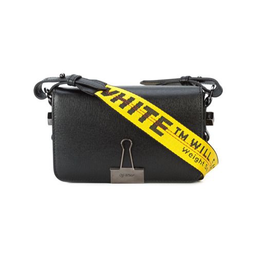 Off-White Bolsa mini 'Binder Clip' de couro - Preto | FarFetch BR