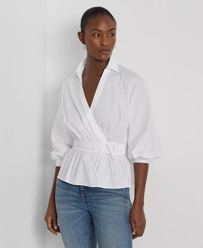 Lauren Ralph Lauren Women's Surplice Peplum Shirt - Macy's | Macy's