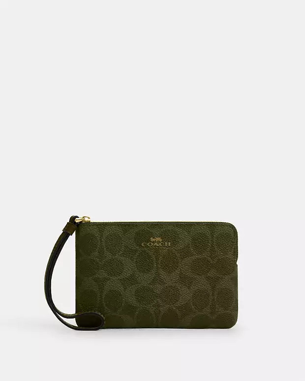 Corner Zip Wristlet In Signature Canvas | Coach Outlet US