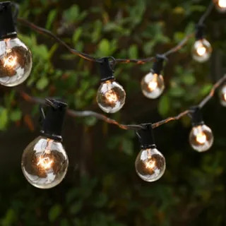 ALEKO Outdoor/Indoor Traditional Weatherproof Patio String Cafe Round Bulb Lights 20 Feet - Warm ... | Bed Bath & Beyond