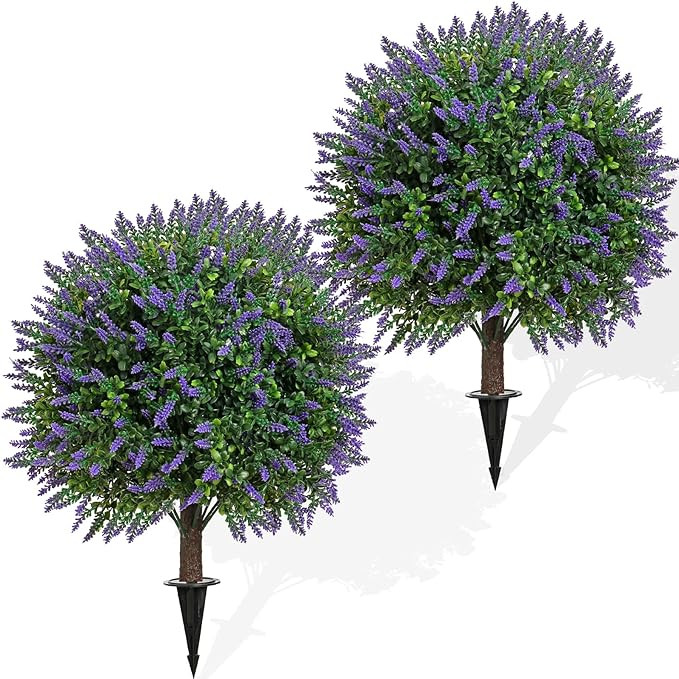 Artificial Lavender Balls -2PCS 17 inches Maintenance-Free UV Resistant Greenery Suitable for Ind... | Amazon (US)