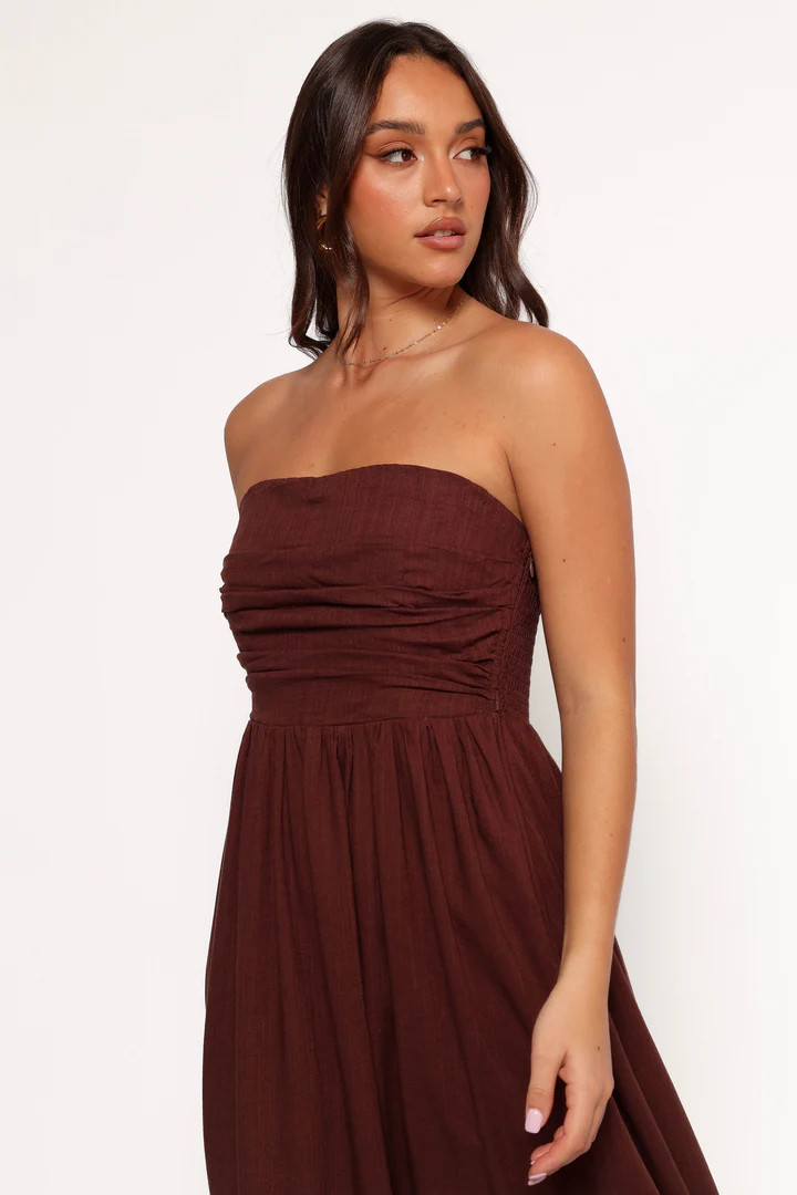 Kayt Strapless Dress - Chocolate Brown | Petal & Pup (US)
