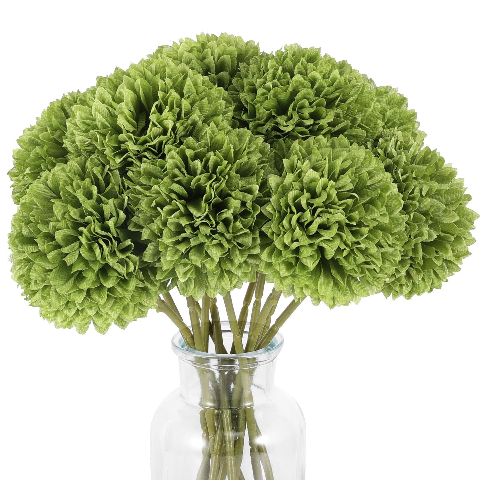 12 Pcs Artificial Chrysanthemums Flowers Green Flowers Silk Fake Mums Flowers for St Patricks Day... | Amazon (US)